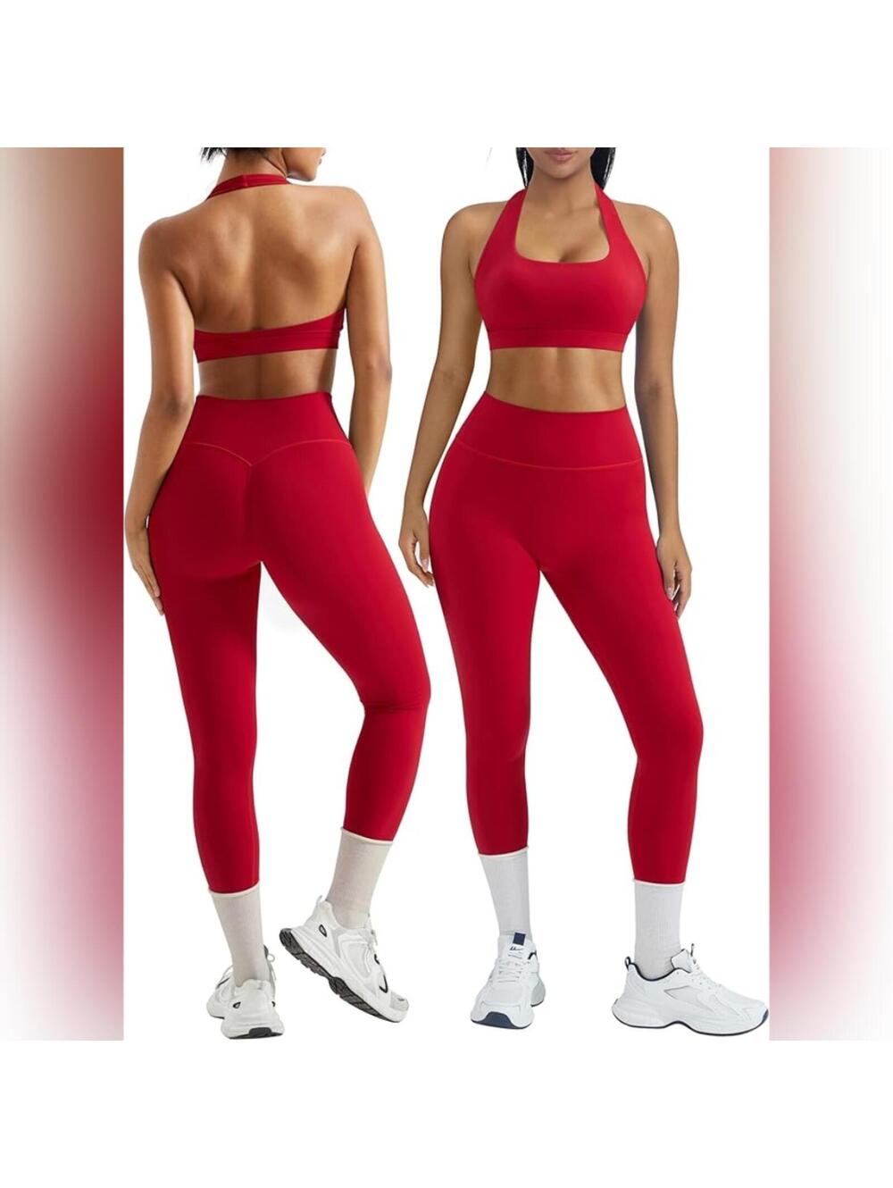 NWT OMKAGI 2 Pc Workout Set, Halter Sports Bra Booty Leggings, Small (4-6)